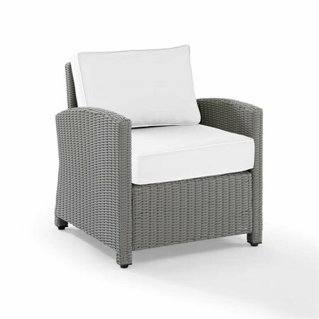 CLAUSTRO 30.50 x 35 x 32.50 in. Bradenton Outdoor Armchair - Sunbrella, White & Gray CL3042815